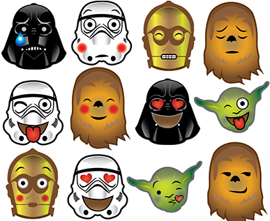 Star Wars Emojis Emoticons (404x316), Png Download