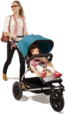 Mother And Child In Urban Jungle Buggy - Woman Pushing Stroller Png (480x423), Png Download