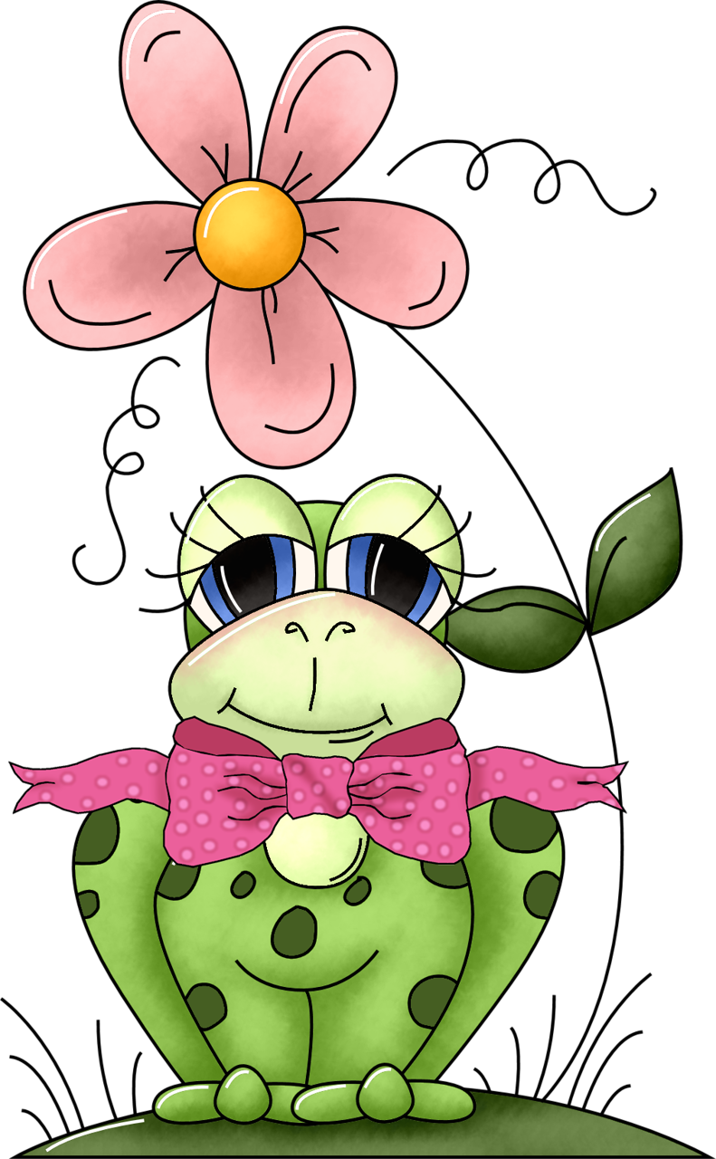 Frog Clip Art - Frog Under Flower Clipart (494x800), Png Download