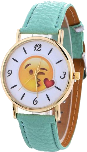 Emoji Kiss Watch - Cute Expression Leather Emoji Watch (500x500), Png Download