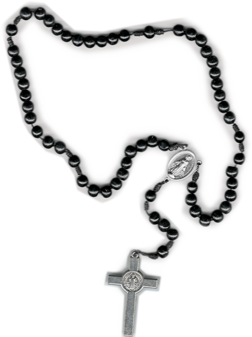 Black Rosary With Benedictine Crucifix - Music (500x669), Png Download