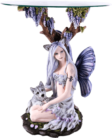 Tribal Wolf Fairy End Table - Pacific Giftware 11392 Beautiful Wolf Fairy With Wolf (555x555), Png Download