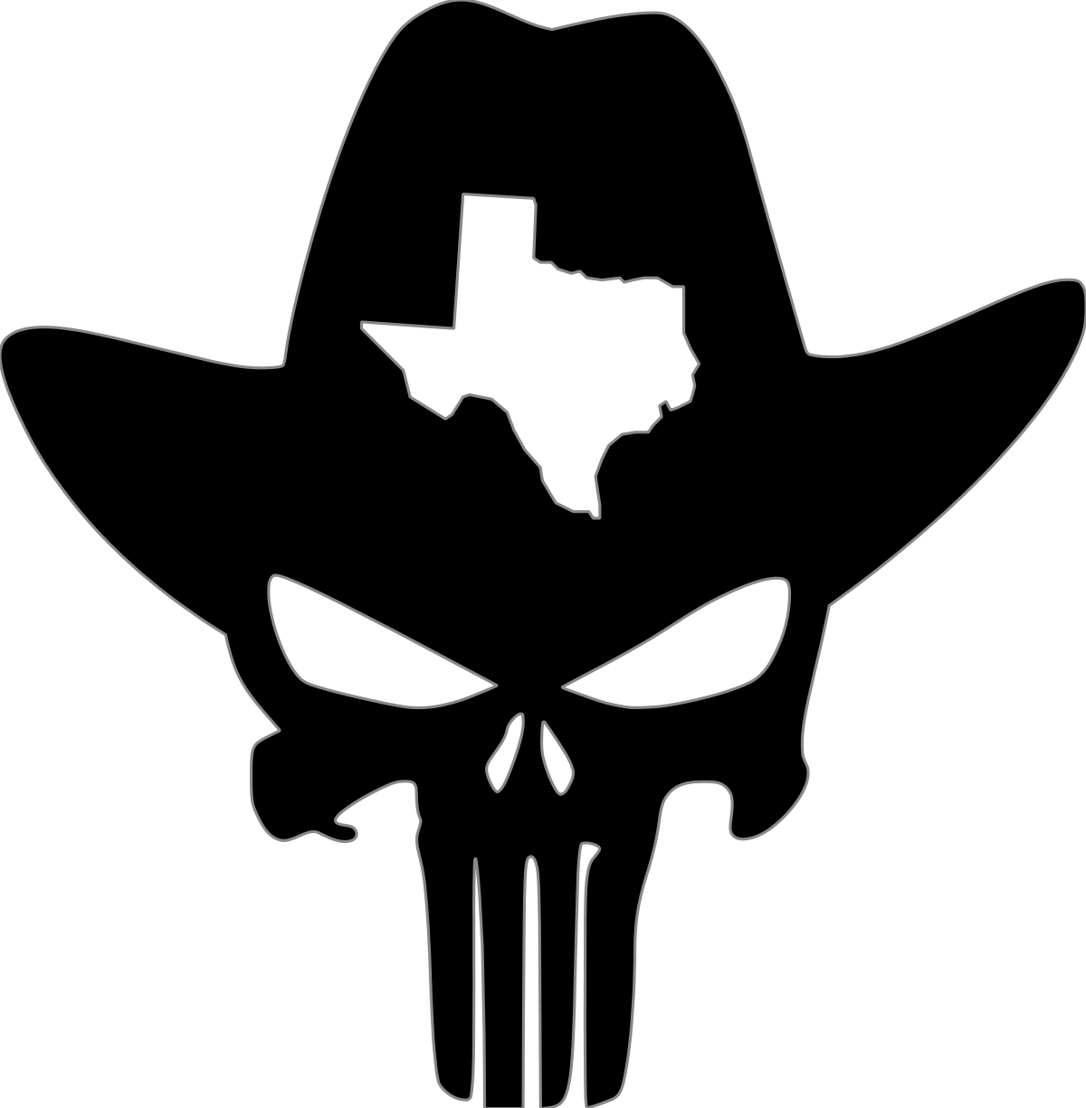 Texas-punisher File Size - Punisher Skull Decal (1200x1225), Png Download
