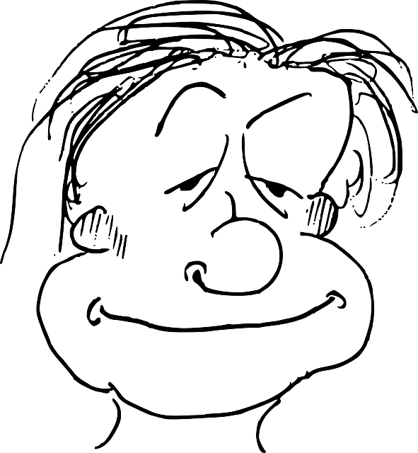 Comic, Face, Man, Drunk, Happy, Head, Sleepy, Tired - Gesicht Comic (591x640), Png Download