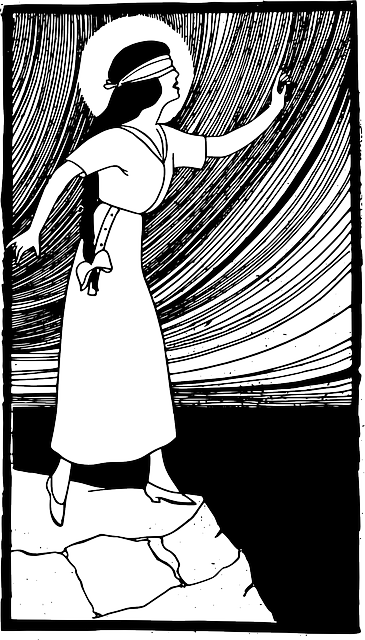 Blindfolded, Propaganda, Woman, Girl, Walking, Blind - Elderly Woman With Blindfold (365x640), Png Download