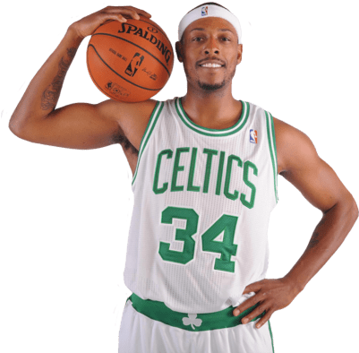 Paul Pierce Holding Ball - Sports Memorabilia Boston Celtics Black Framed Team (400x400), Png Download