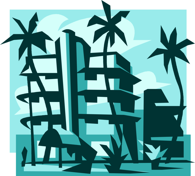 Vector Illustration Of Miami Beach Resort Hotel With - Example Of Traditional Wisdom (777x700), Png Download