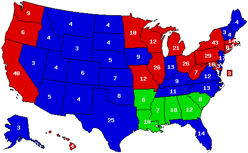 1968 Us Election Fake - Democratic Vs Republican Map 2016 (506x313), Png Download