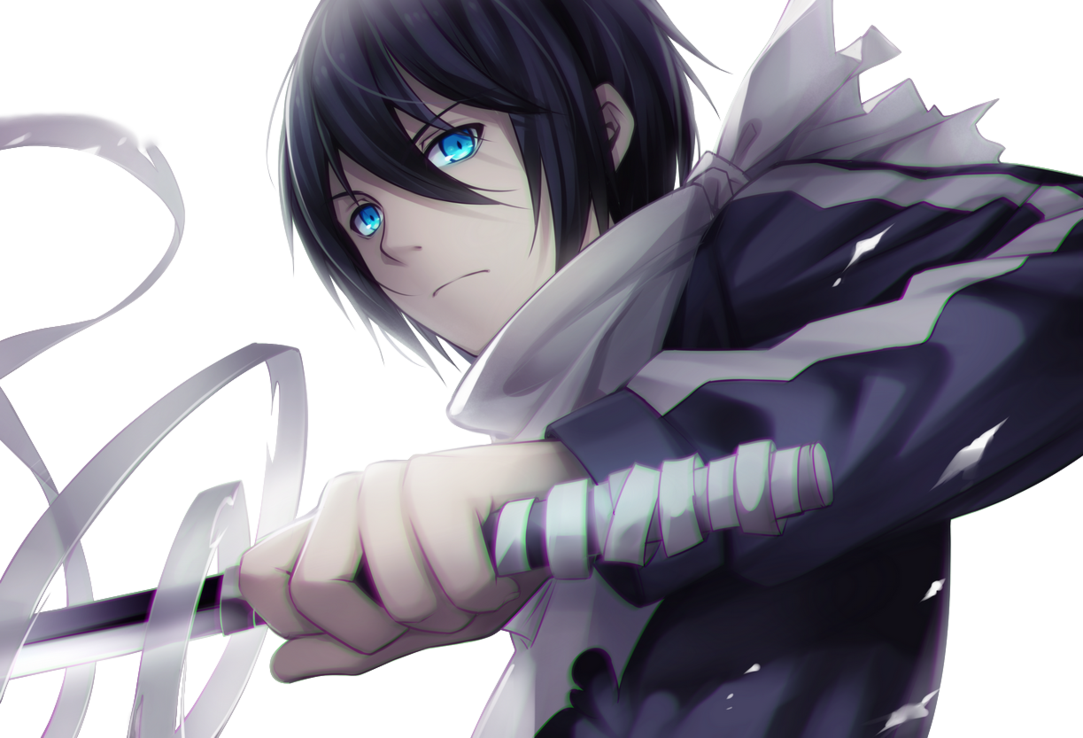 Yato Noragami Render - Anime Boys With Black Hair And Blue Eyes (1083x738), Png Download