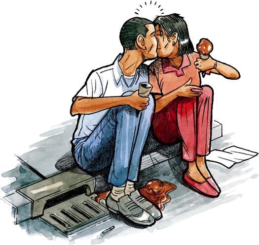 First Kiss Outside Baskin-robbins 1400 E - Barack Obama Baskin Robbins (600x518), Png Download