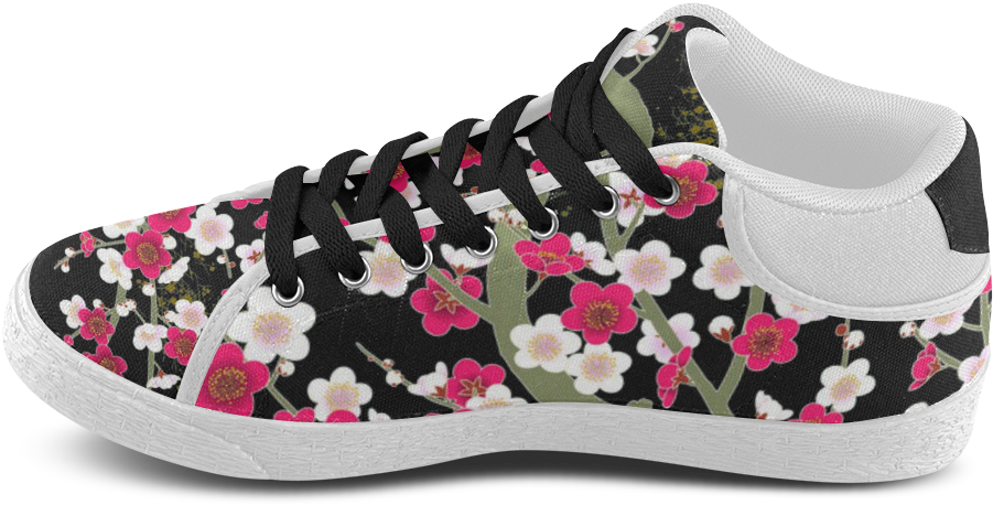 Pink White Sakura Floral Women's Chukka Canvas Shoes - Shoe (1000x1000), Png Download
