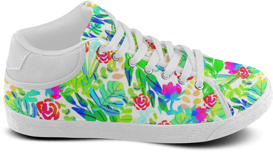 Cute Tropical Watercolor Flowers Womens Chukka Canvas - Shoe (1000x1000), Png Download