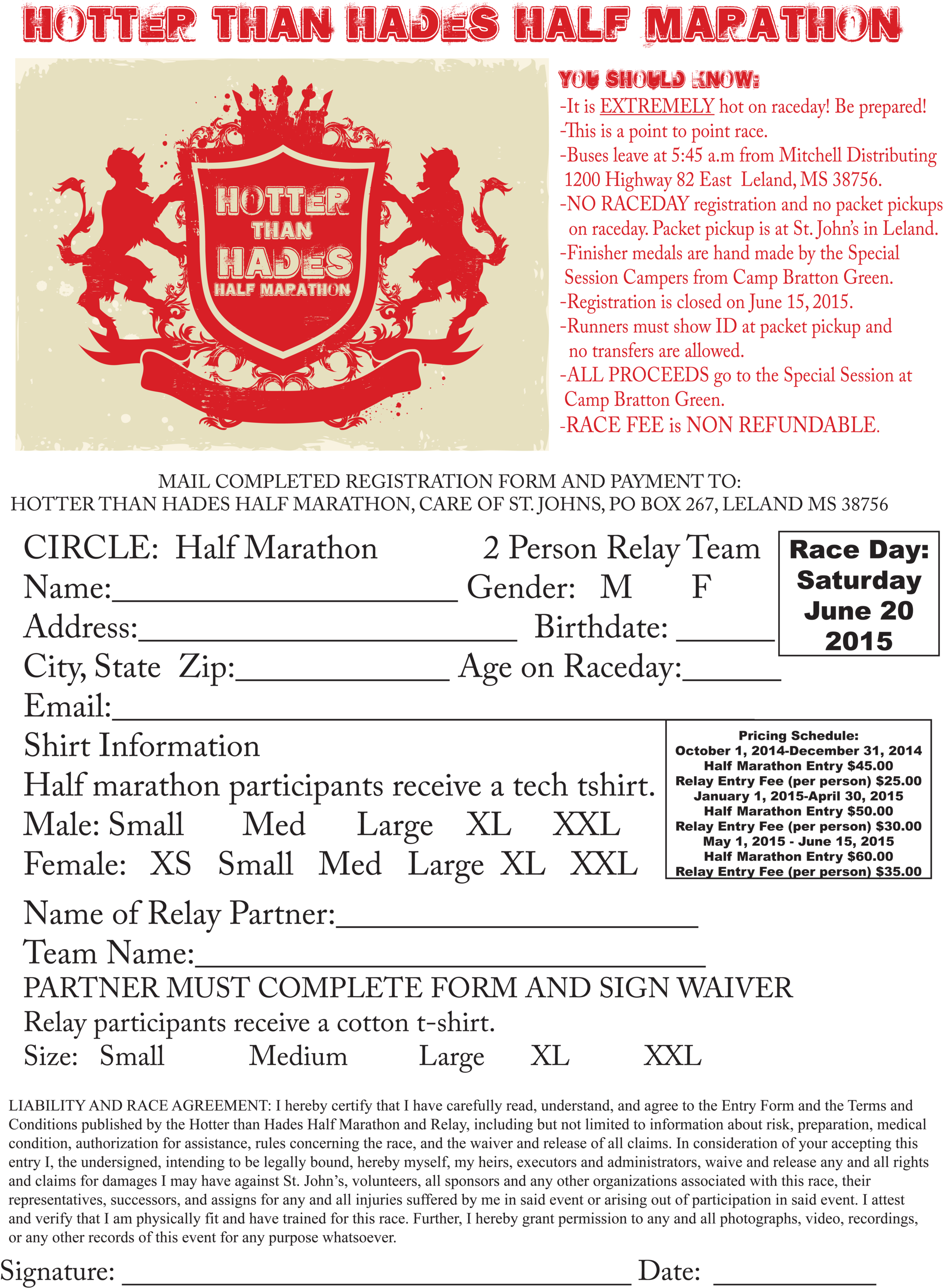 2015 Hotter Than Hades Half Marathon Entry Form - Shield (2198x3020), Png Download