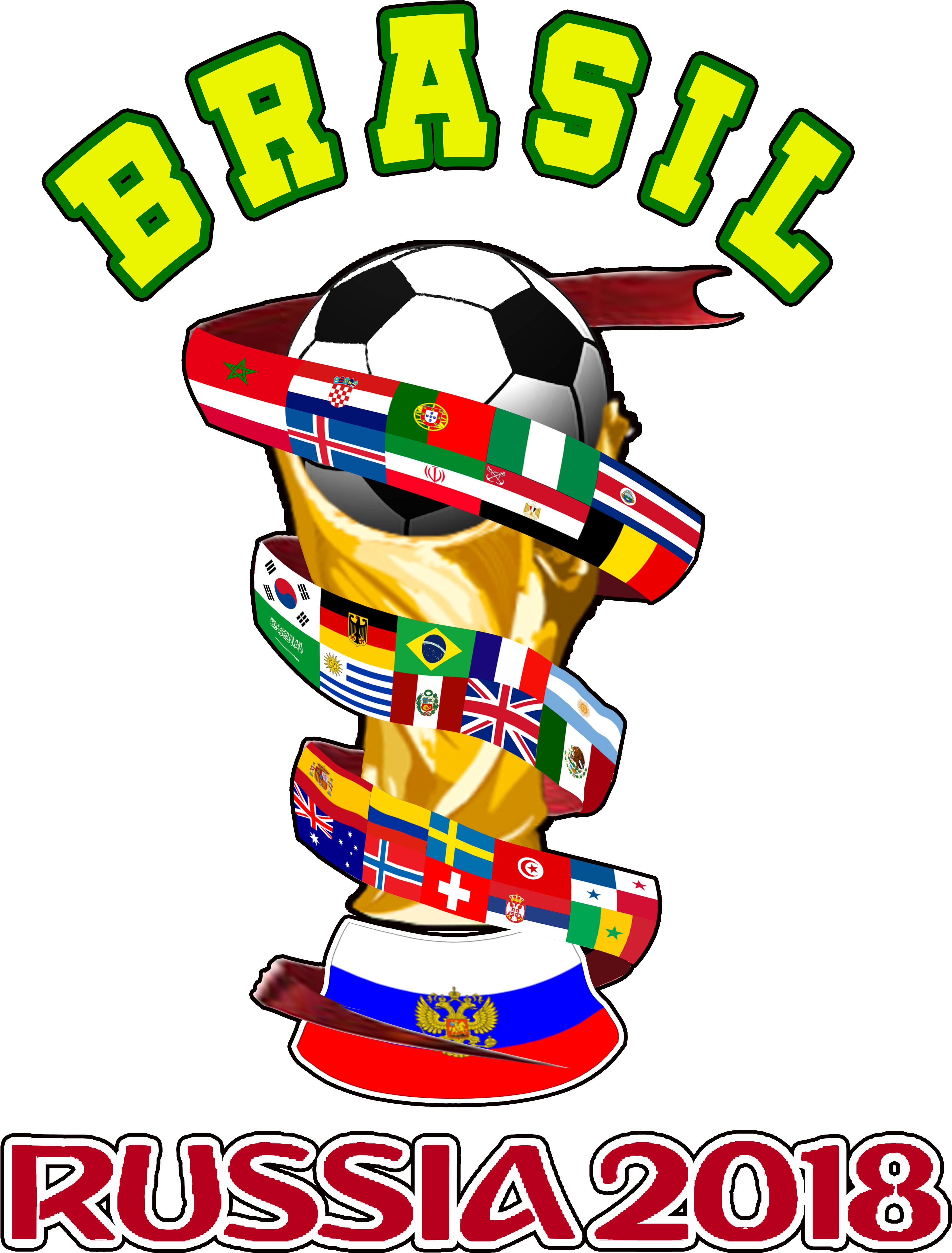 Brasil World Cup Russia - World Cup Russia 2018 France (4500x5400), Png Download