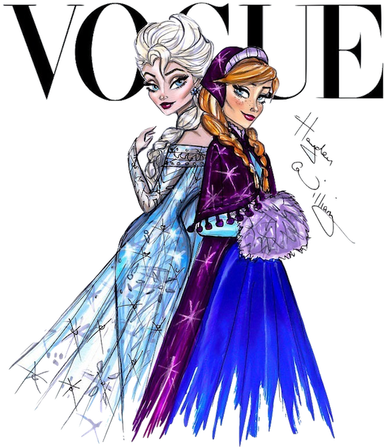Princesas Vogue Png - Elsa And Anna Vogue (560x656), Png Download