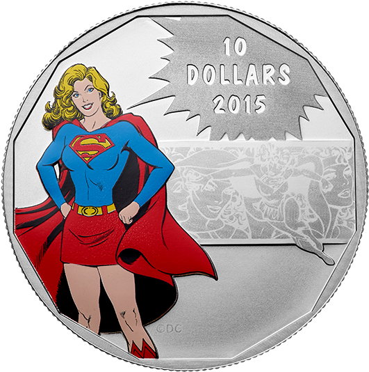 Fine Silver Coloured Coin - 2015 Fine Silver 10 Dollar Coin - Dc Comics Originals: (570x570), Png Download