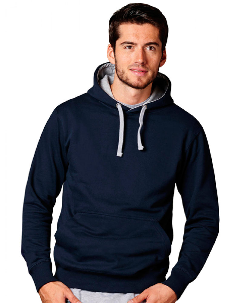 Mens Oxford Navy Hoodie With Contrast Grey Cord And (1000x1000), Png Download