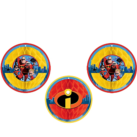 Incredibles 2 Honeycomb Decorations - Incredibles 1 Party Plates (441x600), Png Download