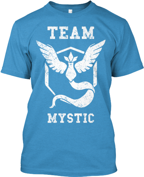 Team Mystic Heathered Bright Turquoise T-shirt Front - Pokemon Go Team Mystic (480x571), Png Download