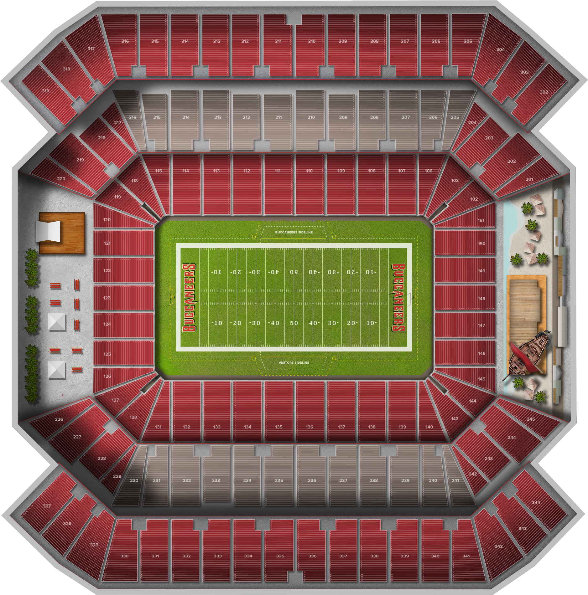 Carolina Panthers At Tampa Bay Buccaneers At Raymond - Raymond James Stadium Section 240 Row Aa (2560x1936), Png Download