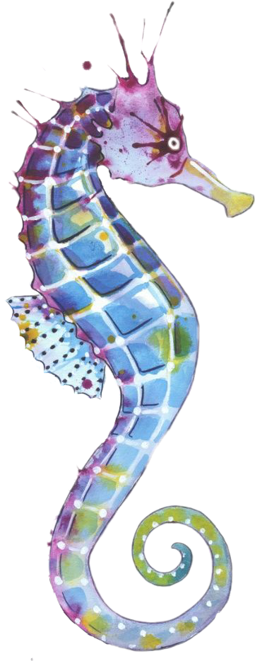 Watercolors Sticker - Seahorse Art (361x934), Png Download