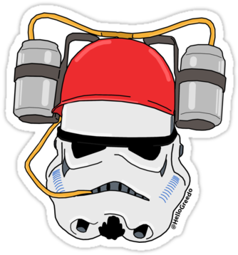 Stormtrooper Beer Helmet" Stickers By Hellogreedo - Stormtrooper (375x360), Png Download