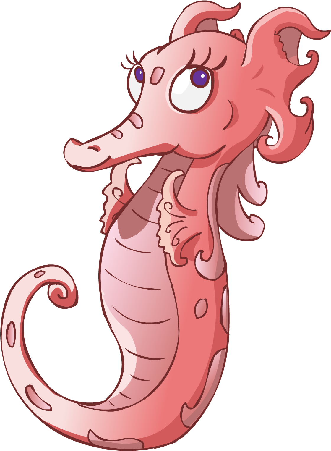 Seahorse Png Download - Cartoon Pink Seahorse (2292x1667), Png Download