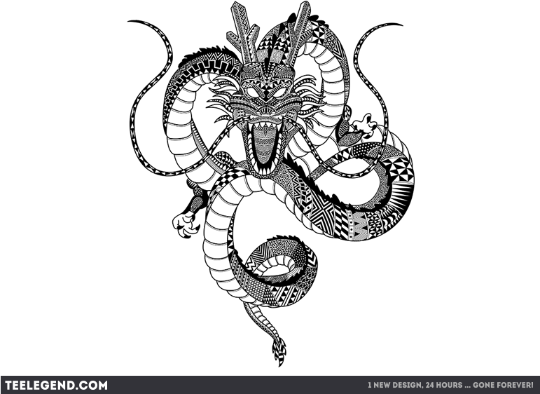 Aztec Shenron - Shenron Black And White (770x570), Png Download