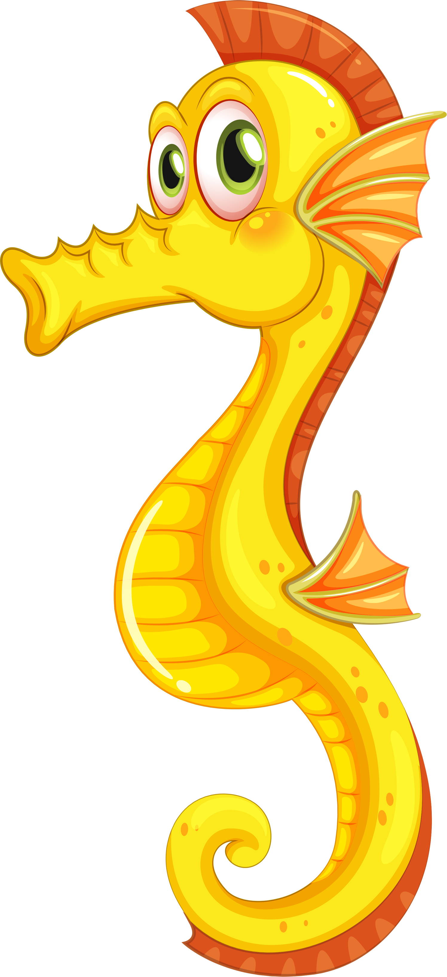 Cute Cartoon Yellow Seahorse (1496x3264), Png Download