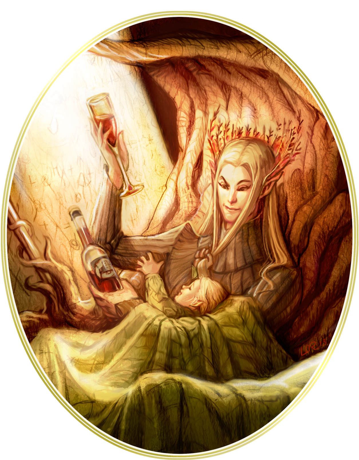 Did A Doodle Of Thranduil And Legolas In The Nursery - Legolas Thranduil And Elrond (1280x1707), Png Download