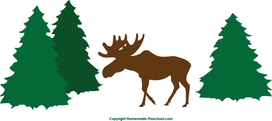Moose Clipart Green - Moose Trees Clipart (552x247), Png Download