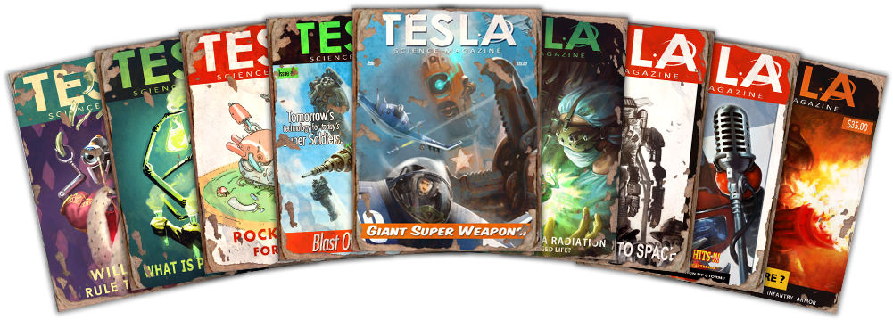 Tesla Magazine Collage - Gb Eye Fallout 4 Comics Mug (1010x370), Png Download