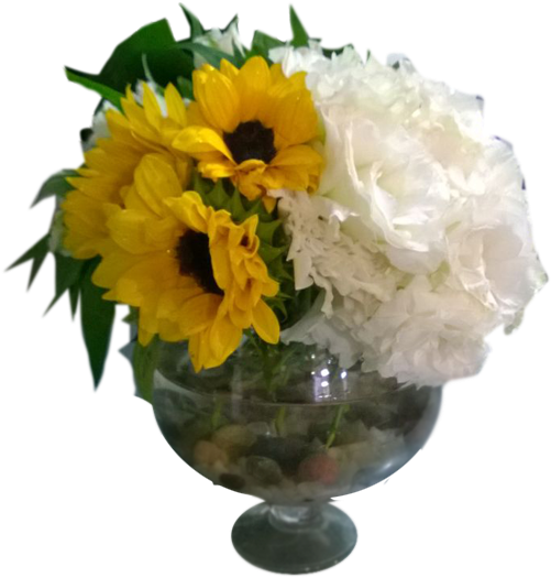 Download Hd Girasoles Y Lisianthus En Florero Bouquet Transparent Png Image Nicepng Com