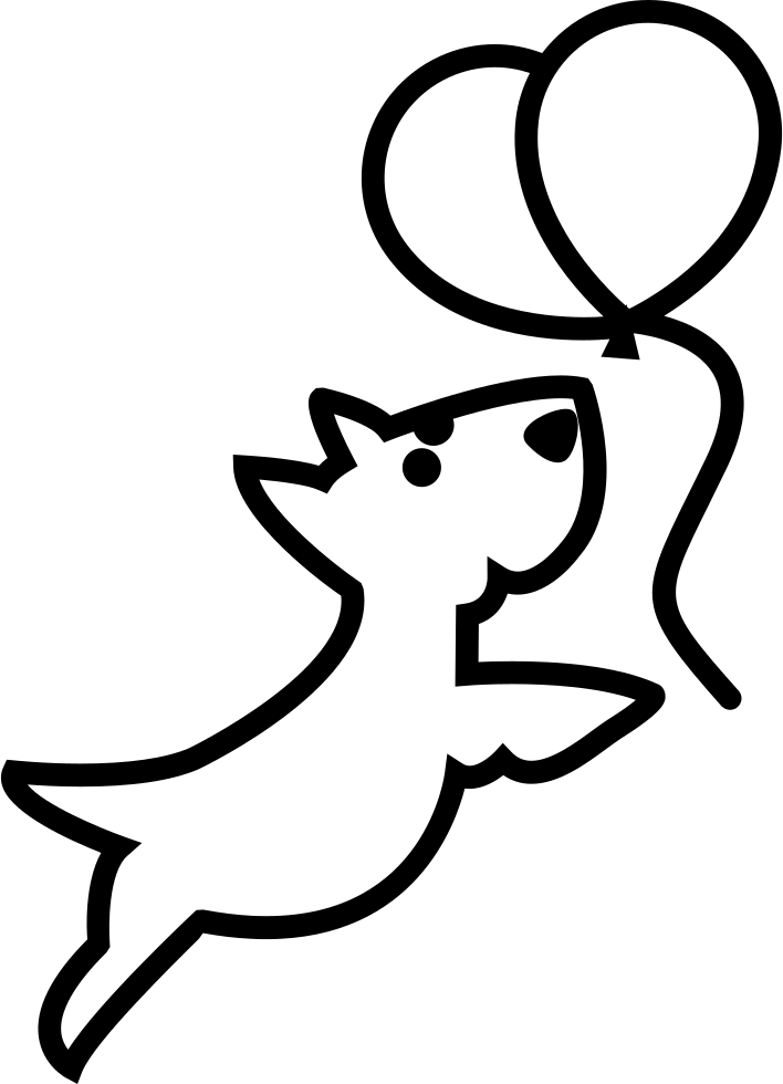 Dog Outline Chasing Balloons - Small Dog Outline (708x980), Png Download