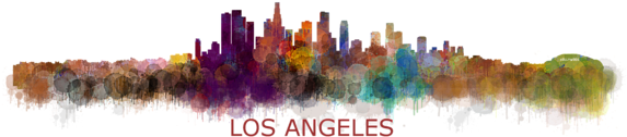 Los Angeles City Skyline - Los Angeles (600x600), Png Download