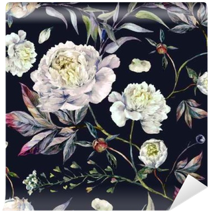 Watercolor White Peonies Pattern Wall Mural • Pixers® - Fototapeta Piwonie (400x400), Png Download