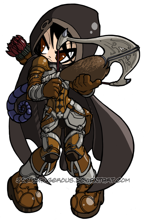 Dioblo Clipart Devil Face - Diablo Demon Hunter Png (487x750), Png Download
