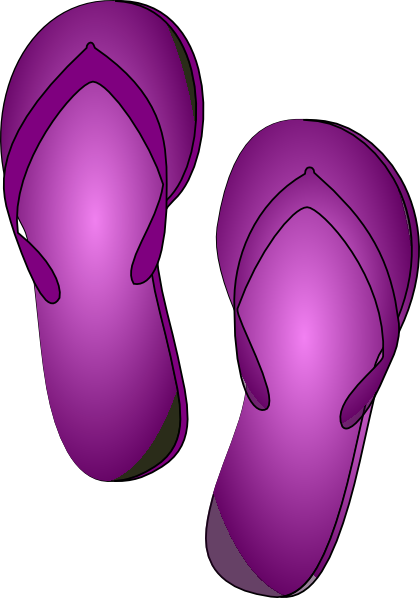 Purple Clipart Flip Flop Clip Art Black And White Stock - Flip Flop Purple Clipart (420x598), Png Download