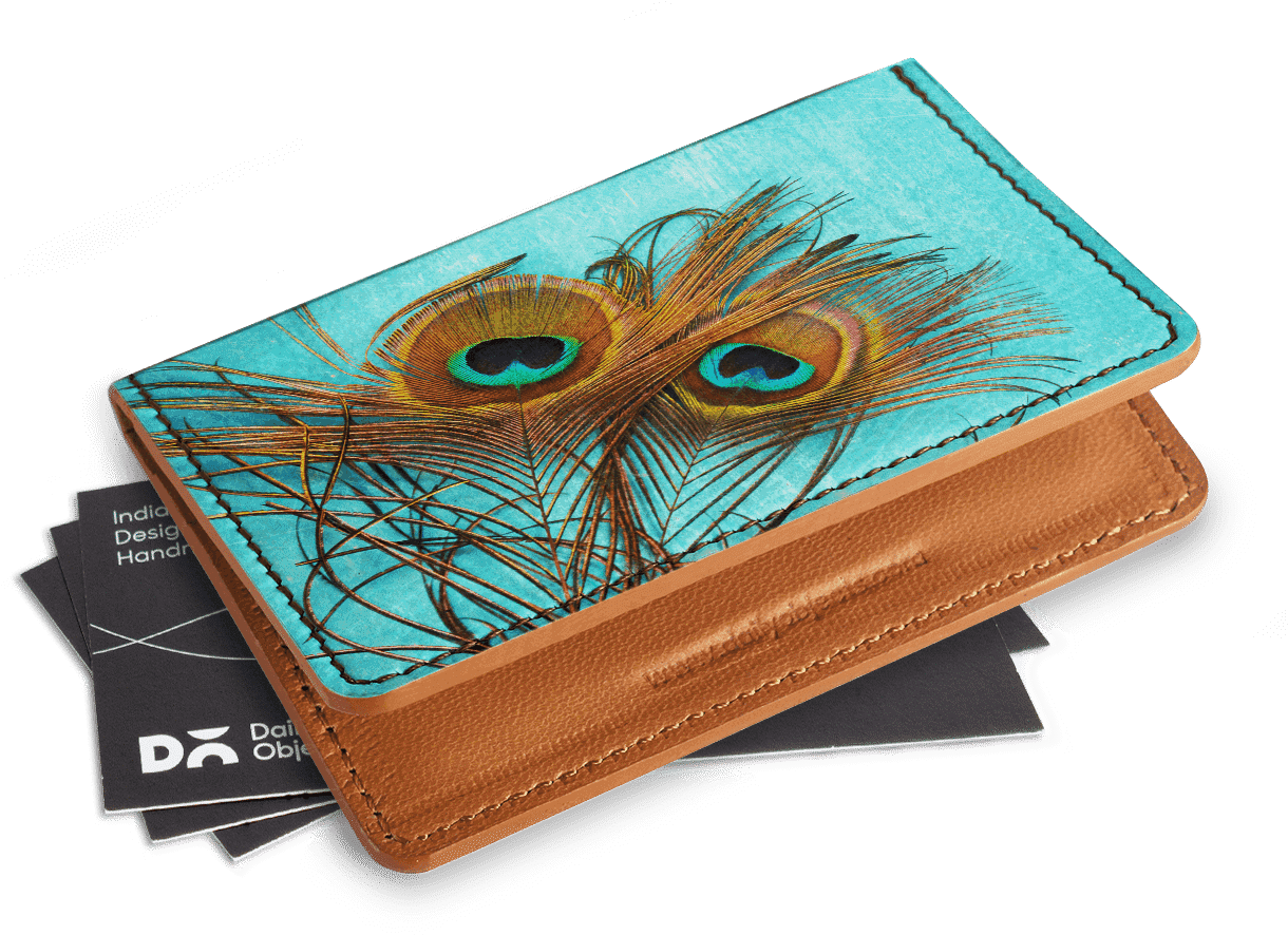 Dailyobjects 3 Peacock Feathers Card Wallet Buy Online - Business Card (1220x900), Png Download
