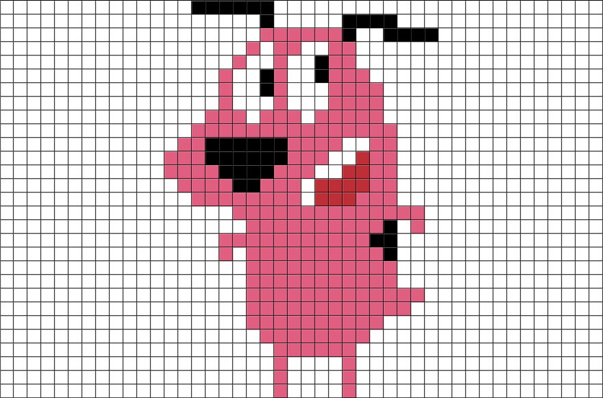 Courage The Cowardly Dog Pixel Art (880x581), Png Download