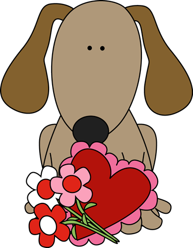 Valentine's Day Dog Clip Art - Valentine's Day Dog Cartoon (389x500), Png Download