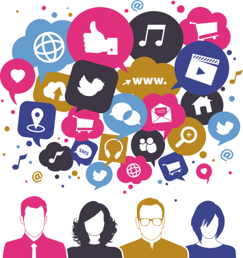 Collage On Social Media (355x376), Png Download