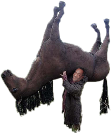 A Transparent Bill Cosby Carrying A Horse For Your - Horsing Around Meme (500x458), Png Download