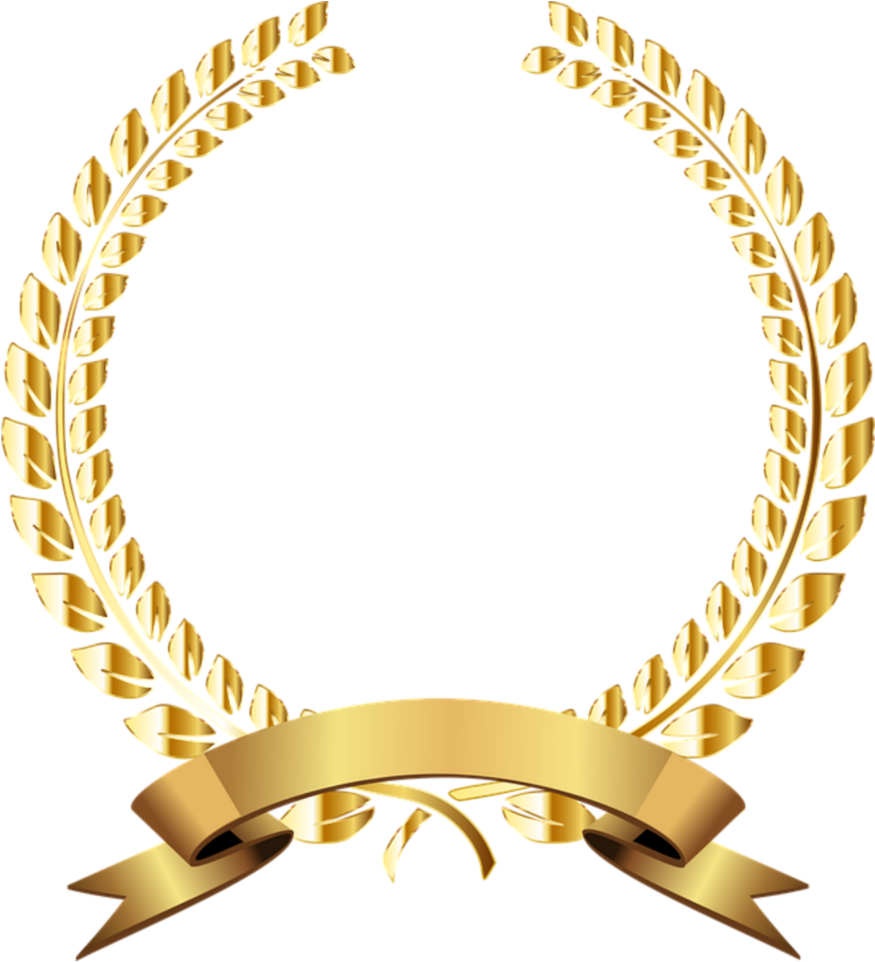 Ribbon - Golden Laurel Wreath Png (500x549), Png Download