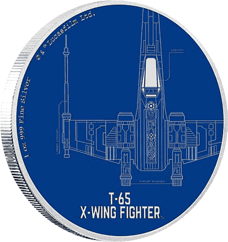 Silver Numismatic Star Wars Ships - 2017 Star Wars Ships - T-65 X-wing Fighter 1oz Silver (500x500), Png Download