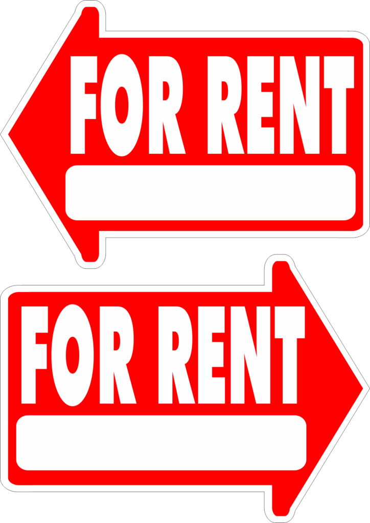 For Rent Yard Sign Arrow Shaped With Frame Statrting - Sale For Rent Png (724x1024), Png Download