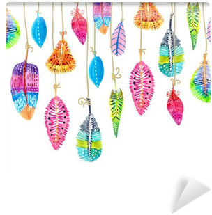 Hand Drawn Colorful Watercolor Feathers Background - Feathers Bathing Suit (400x400), Png Download