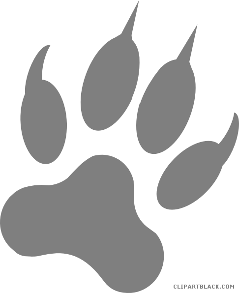 Graphic Black And White Library Paw Print Clipartblack - Wolf Paw Clipart (486x596), Png Download