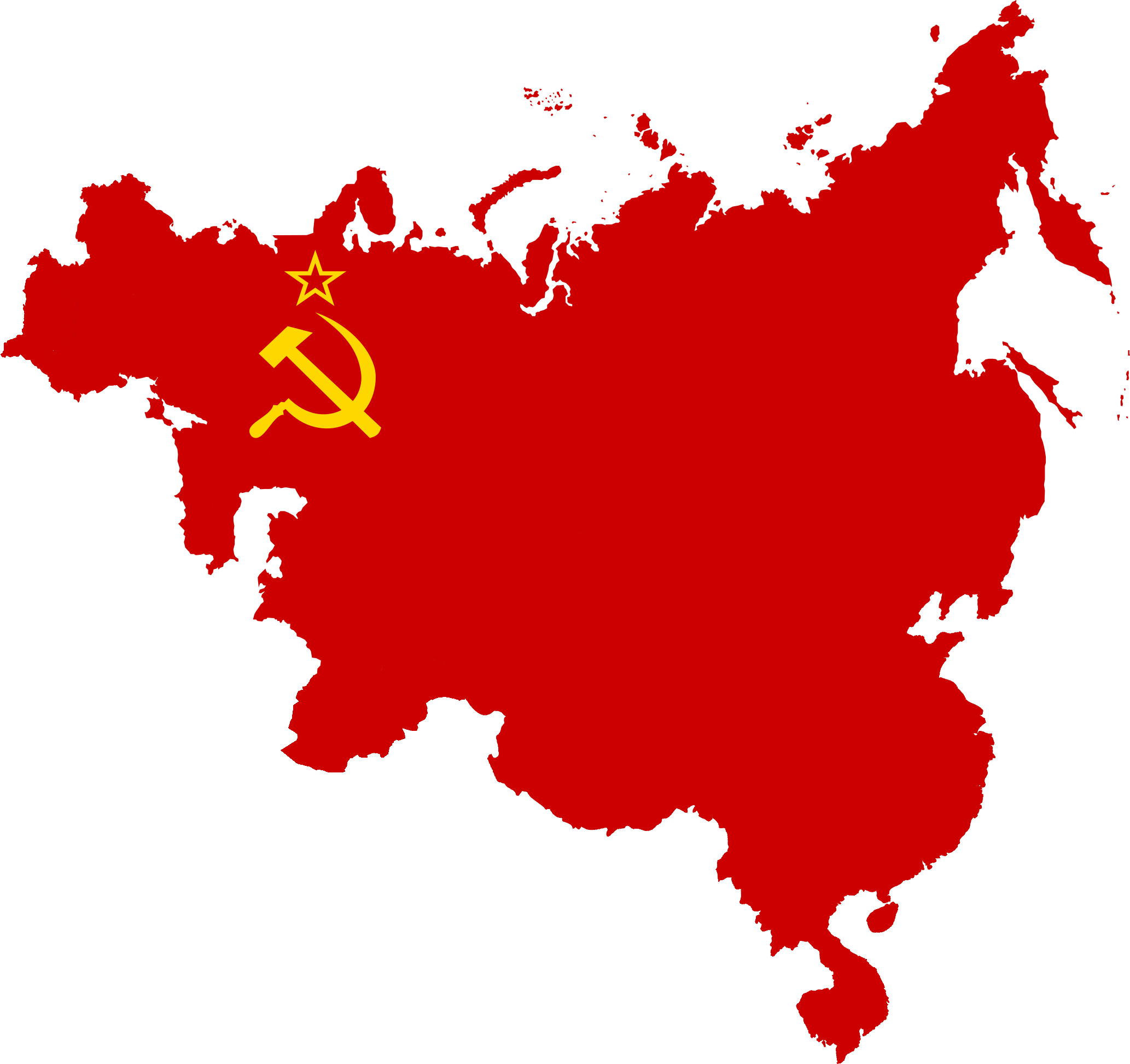 Flag Map Of Communist Influence In Europe & Asia - Europe Asia Flag Map (2066x1945), Png Download