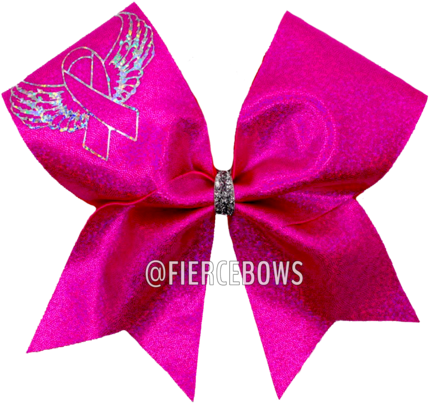 Angel Wings Cancer Awareness Bow - Breast Cancer Awareness (480x480), Png Download